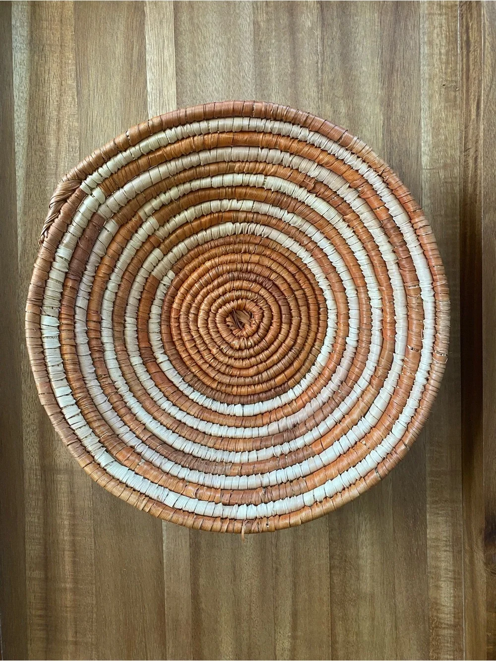 10” Handwoven Terracotta and Cream Decorative Wall Basket